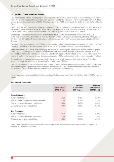 Jersey Post Annual Report and Accounts | 2012 - States Assembly