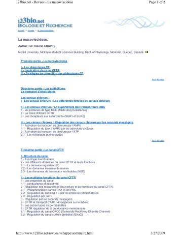 Page 1 of 2 123bio.net - Revues - La mucoviscidose 3/27/2009 http ...