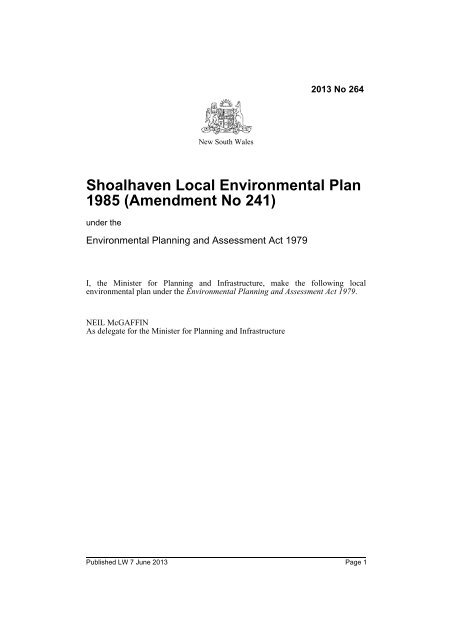 Shoalhaven Local Environmental Plan 1985 (Amendment No 241)