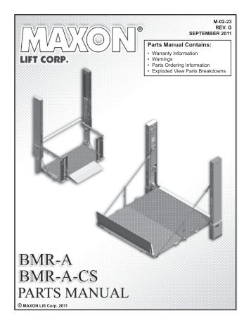 Parts Manual Contains: - Maxon