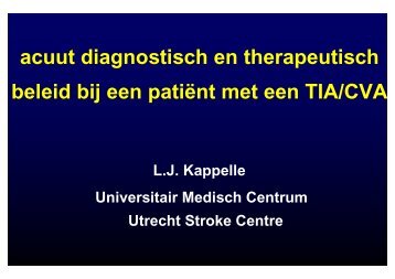 Acuut diagnostisch en therapeutisch beleid bij een patiÃ«nt met TIA ...