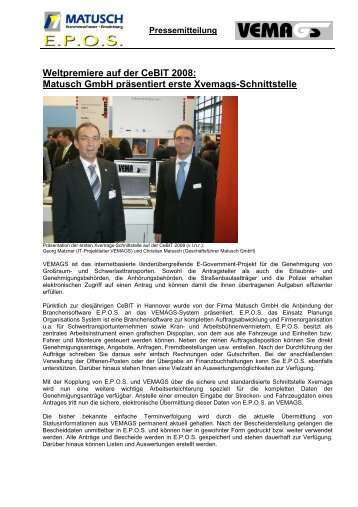 Weltpremiere auf der CeBIT 2008: Matusch GmbH präsentiert erste ...