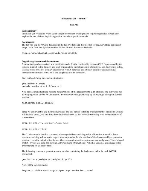 Lab #10 Lab Summary In this lab you will learn to use some simple ...