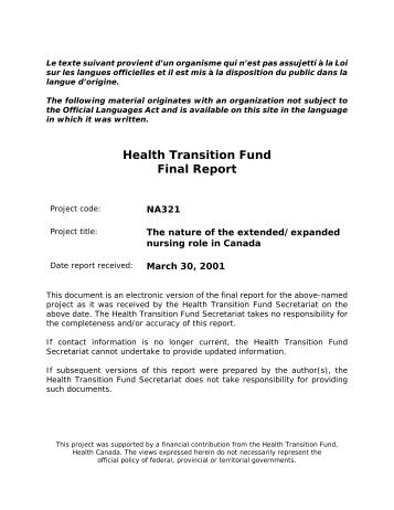 Health Transition Fund Final Report - Projects Listed By Subject Area