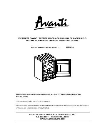 ice maker combo / refrigerador con maquina de ... - Avanti Products