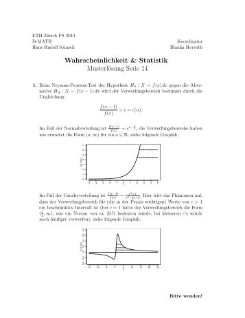 Wahrscheinlichkeit & Statistik MusterlÃ¶sung Serie ... - FIM - ETH ZÃ¼rich