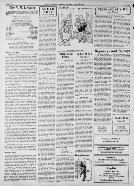 The Cadet. VMI Newspaper. March 29, 1948 - New Page 1 [www2 ...