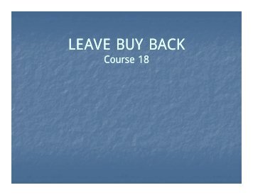 LEAVE BUY BACK - 15th Annual Federal Workers' Compensation ...