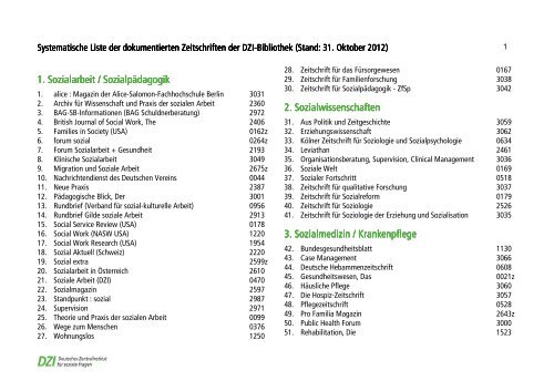 Zeitschriftenliste DZI - Wiso