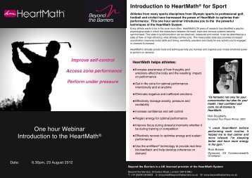 Introduction To HeartMath For Sport - Beyond the Barriers