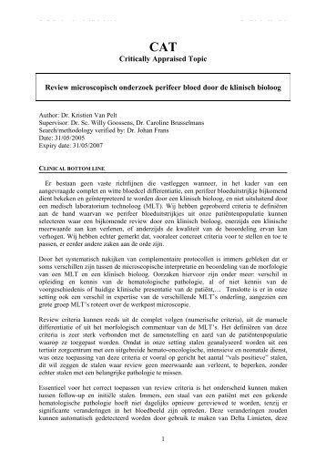 Critically Appraised Topic Review microscopisch ... - UZ Leuven