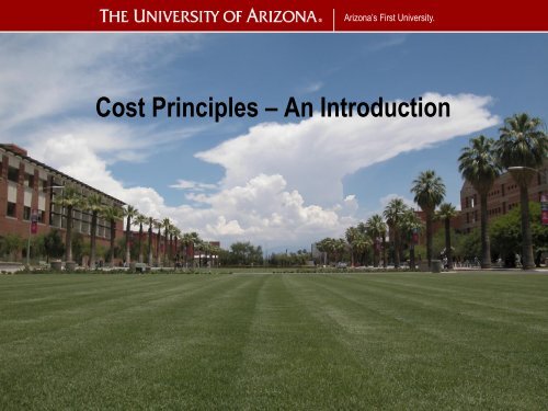 Cost Principles – An Introduction - Sponsored Projects