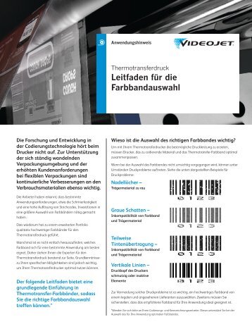 Leitfaden für die Farbbandauswahl - Videojet