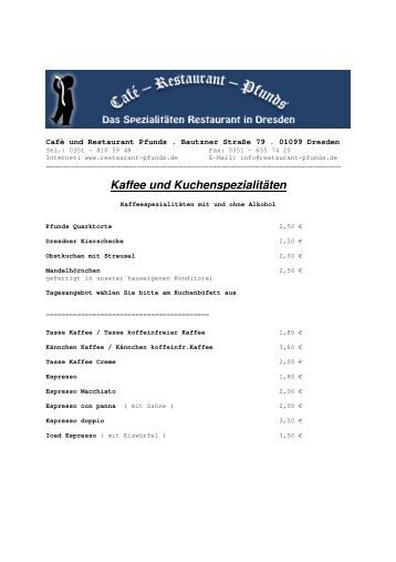 kaffee und kuchenspezialitaten restaurant pfund dresden