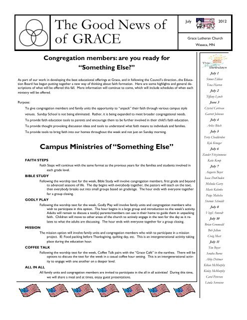 July 2012 Newsletter - Grace Lutheran Church