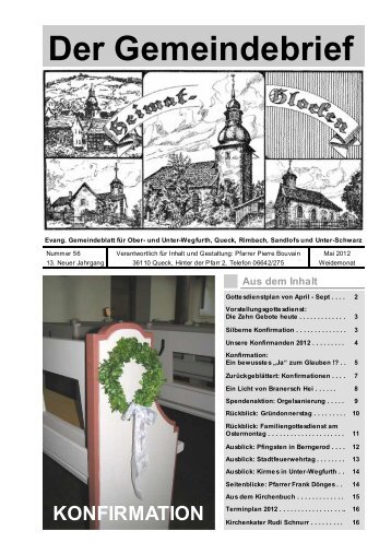 Nr. 56 Konfirmation 2012 - Evangelische Pfarrei Queck