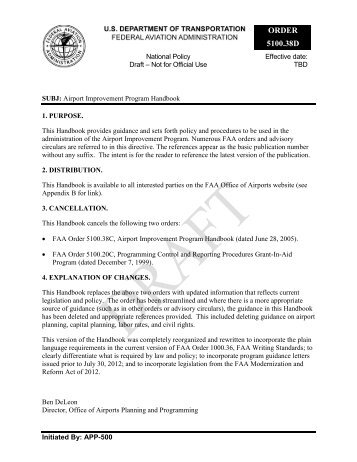 Draft Airport Improvement Program (AIP) Handbook, Order ... - FAA