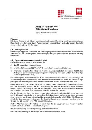 Anlage 17 zu den AVR Altersteilzeitregelung - Caritas-dienstgeber.de