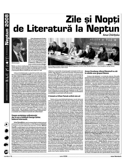 numărul 16 (iunie 08) - Noua literatura