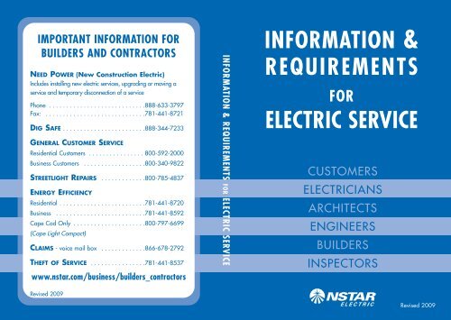 INFORMATION & REQUIREMENTS ELECTRIC SERVICE - NStar