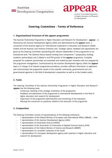 Steering Committee - Terms of Reference - Appear