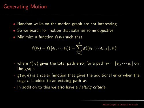 Motion Graphs for Character Animation