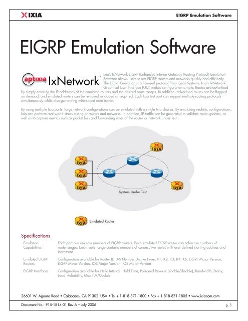 EIGRP Emulation Software - Ixia