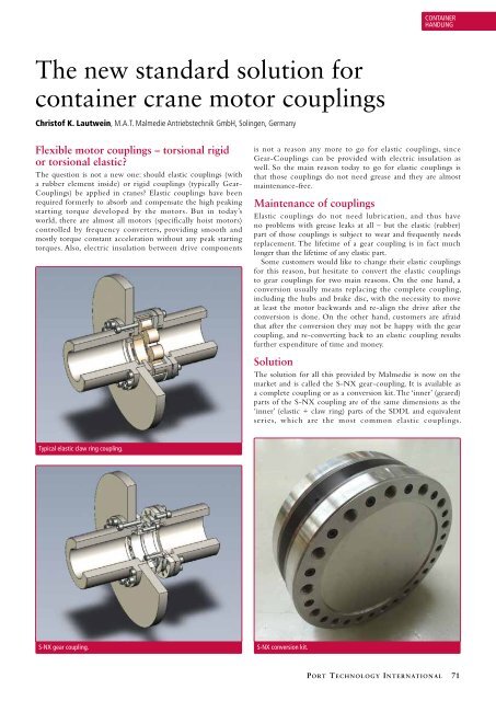 The new standard solution for container crane motor couplings - Port ...