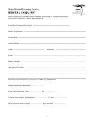 Rental Inquiry form - Shaw Ocean Discovery Centre