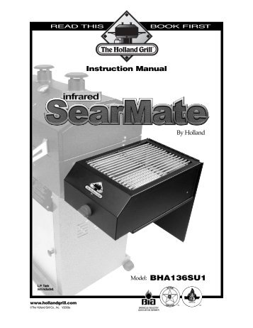 SearMate Owner's Manual BHA136SU1 - The Holland Grill.