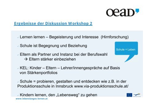 Zusammenfassung der Workshop-Ergebnisse