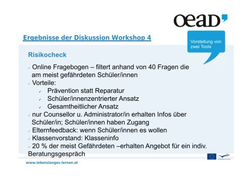 Zusammenfassung der Workshop-Ergebnisse