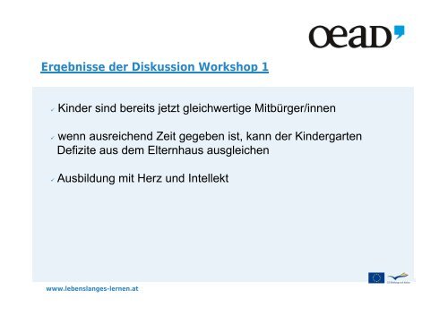 Zusammenfassung der Workshop-Ergebnisse