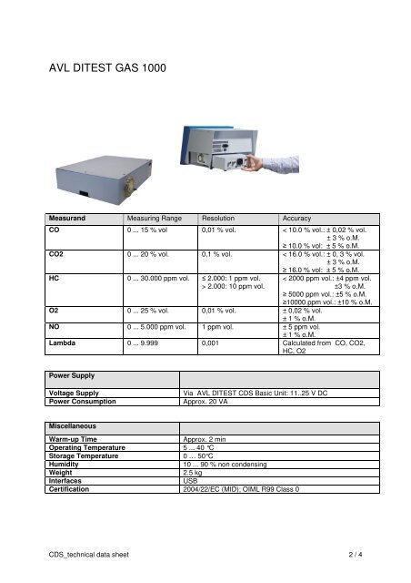 AVL DiTEST CDS Datasheet