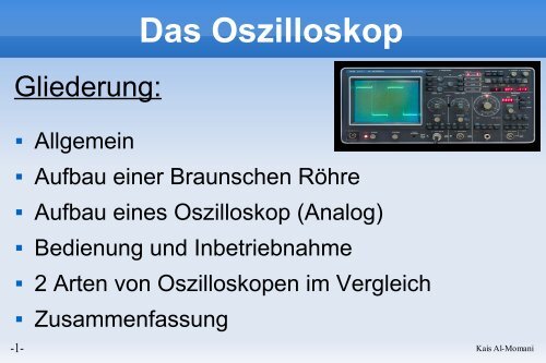 Das Oszilloskop - Projektlabor