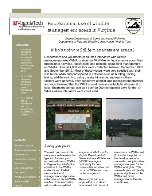 Recreational use of wildlife management areas in Virginia