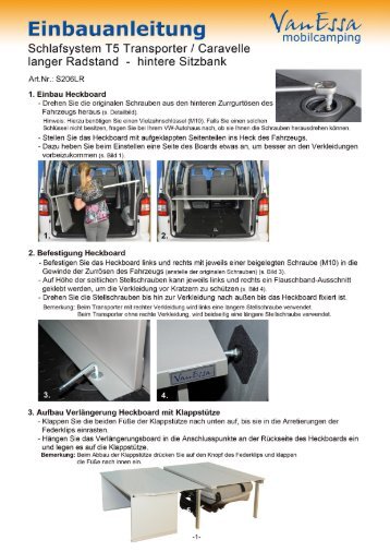 Einbauanleitung Schlafsystem T5 Transporter / Caravelle - langer ...