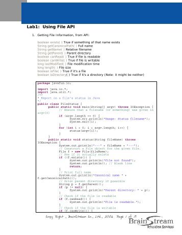 Fundamentals of Java Programming Java Input/Output Lab1: Using ...