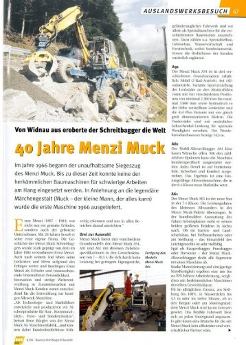 40 Jahre Menzi Muck - Von Widnau aus eroberte der Schreitbagger die Welt