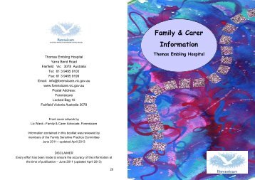 Family & Carer Information booklet - Forensicare