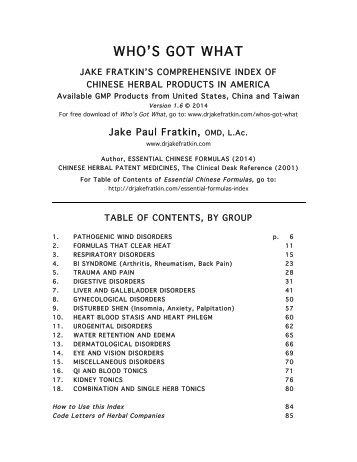 Who's Got What-1.6 - Dr. Jake Paul Fratkin - Boulder, CO - Colorado