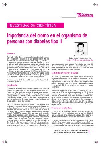 Importancia del cromo en el organismo de ... - Revistas Bolivianas