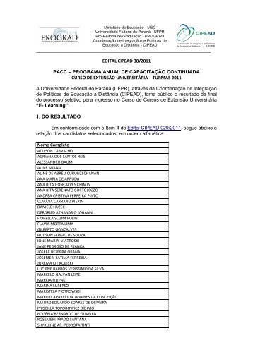 EDITAL CIPEAD 38/2011 PACC â PROGRAMA ANUAL DE ...