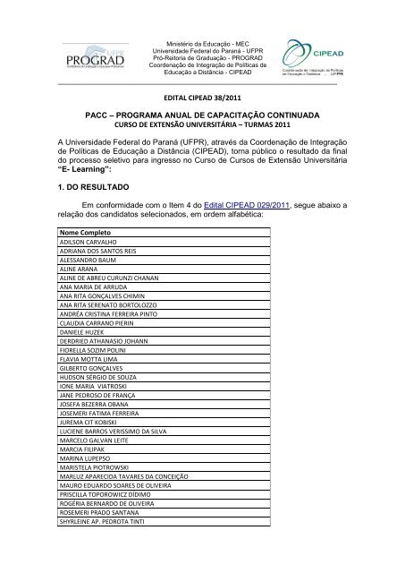 EDITAL CIPEAD 38/2011 PACC â PROGRAMA ANUAL DE ...