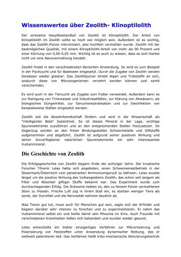 Wissenswertes über Zeolith- Klinoptilolith - Zechlaser