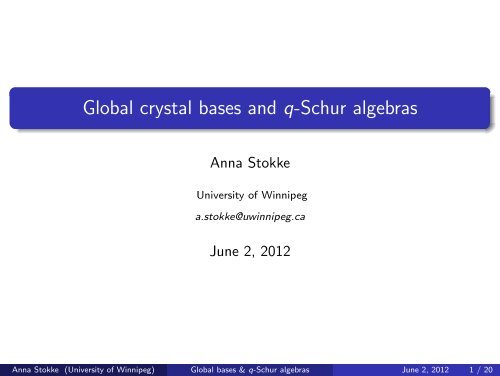 Global crystal bases and q-Schur algebras