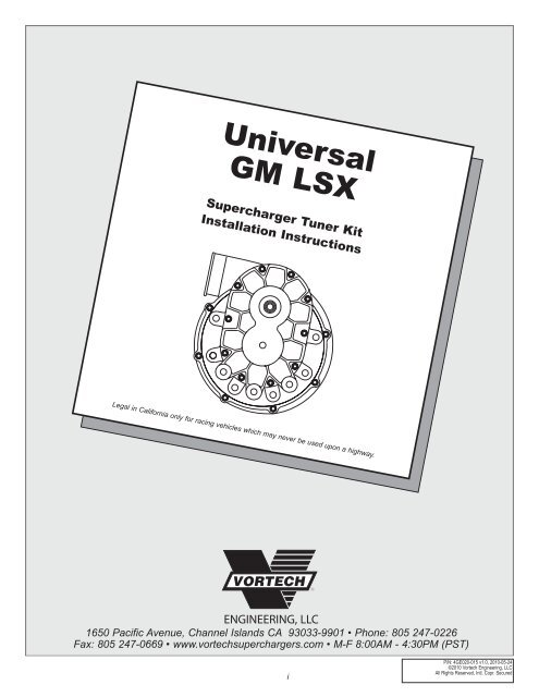 Universal GM LSX Tuner Kits - Vortech Superchargers