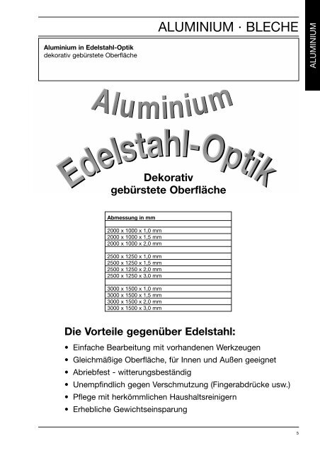 ALUMINIUM EDELSTAHL KUPFER MESSING