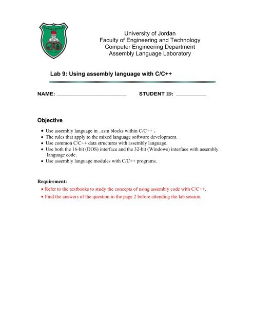 Using assembly language with C/C++ - FET