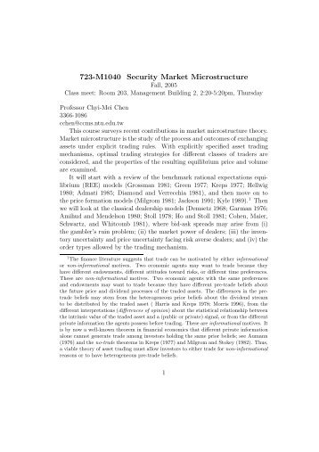 723-M1040 Security Market Microstructure